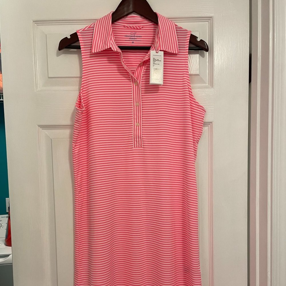 Vineyard Vines Pink Striped Midi Dress